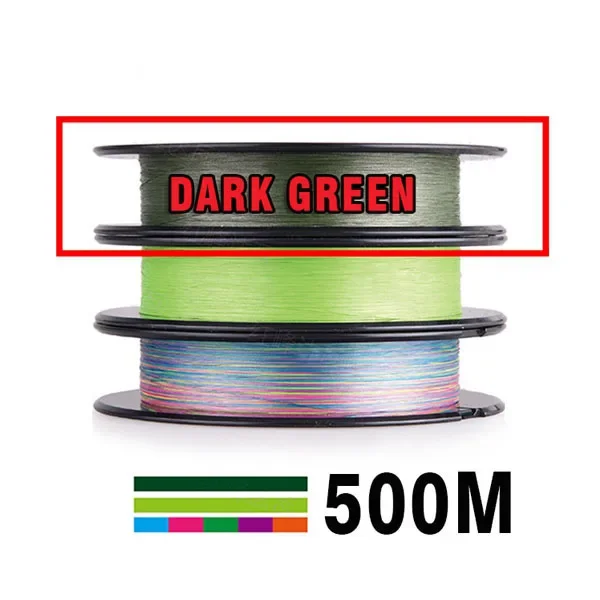 DAlWA Ligne de Pêche Tressée en J Ligne de Pêche Tressée 500 m Super Résistante Ligne Multifilament Pêche à la Carpe pesca 30 Lb-80 Lb Vert Foncé Ligne Principale