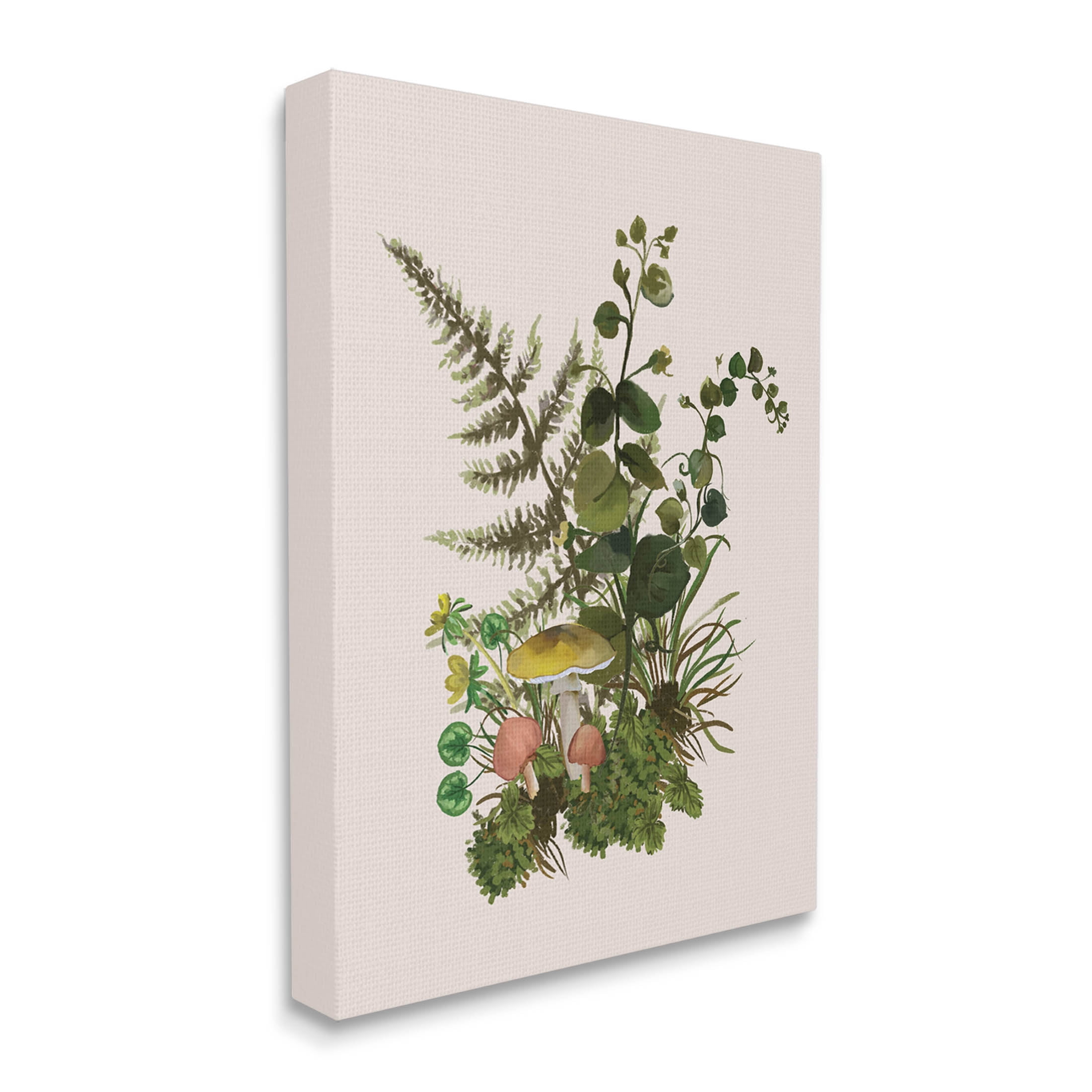Botanical Nature Mushroom Sprigs Botanical & Floral Graphic Art Gallery Wrapped Canvas Print Wall Art