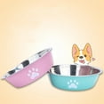 thumbnail image 4 of New stainless steel dog basin paw print pet supplies cat bowl dog bowl silicone anti-slip design pet drinking water feeding bowl, 4 of 9