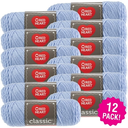 Blue Gem Heart - Red Heart Classic Yarn - Blue Jewel, Multipack of 12