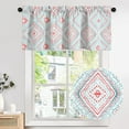 Rhombic Pattern Printed Kitchen Valance, Retro Bohemian Style Rod