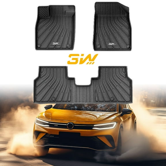 3W Floor Mats Fit for Volkswagen ID.4 2021-2023, All Weather ID4 Accessories Custom Fit Floor Liner 1st, 2nd Row Full Set for Volkswagen ID4, Black