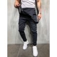 thumbnail image 4 of Sylvamorning Men Loose Distressed Ripped Denim Bib Pants Overalls Jumpsuit Jeans, 4 of 7