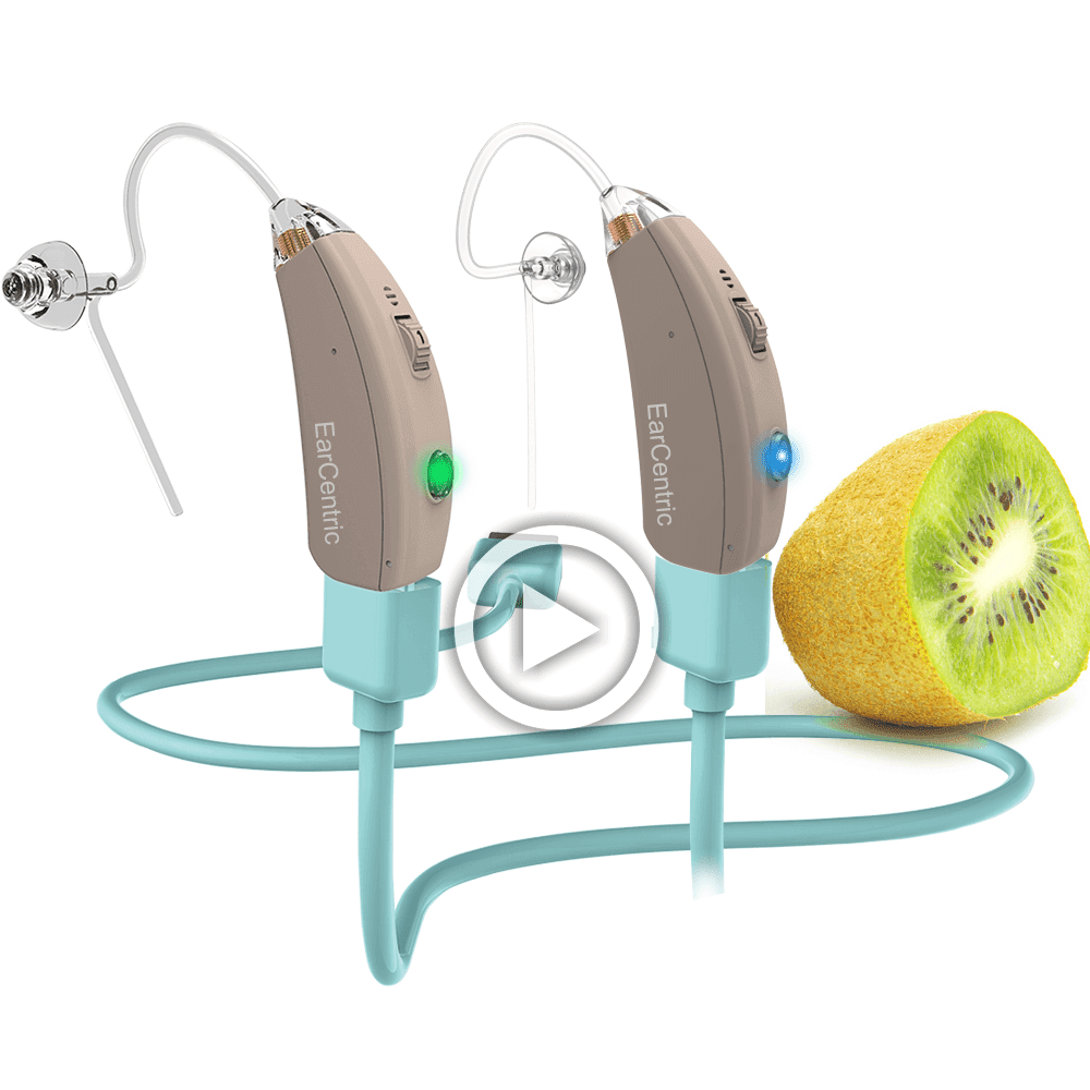 EarCentric EasyCharge-Pro Programmable Rechargeable Hearing Amplifier Aid | FDA approved Behind-the-Ear hearing aid assist personal amplifier nano size - Left Ear - Beige