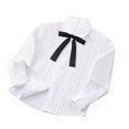 thumbnail image 4 of ZACPNCV Uniform Shirts for Girls Ruffle Princess Lace Collar Long Sleeve Button Down Bowknot Blouse Black 10-12 Years, 4 of 5