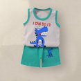 thumbnail image 2 of Uxgjfwu Toddler Boy Summer Outfits Cute Printed Sleeveless Tank Top and Shorts Set Summer Clothes, Sizes 3M-6T,Green, 2 of 3