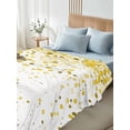 thumbnail image 4 of Yellow Polka Dot King Size Flat Sheet, Wrinkleproof & Fadeproof Cooling Flat Bed Sheet Only, Ombre Abstract White Monochrome Breathable Soft Bedding Top Sheets 105 x 98 Inches, 4 of 8