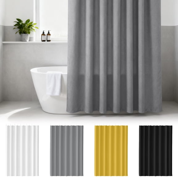 Washable Fabric Shower Curtain Liner - Hotel Quality Cloth Liner With Hooks, Machine Washable For Bathroom (Grey,80x180cm)