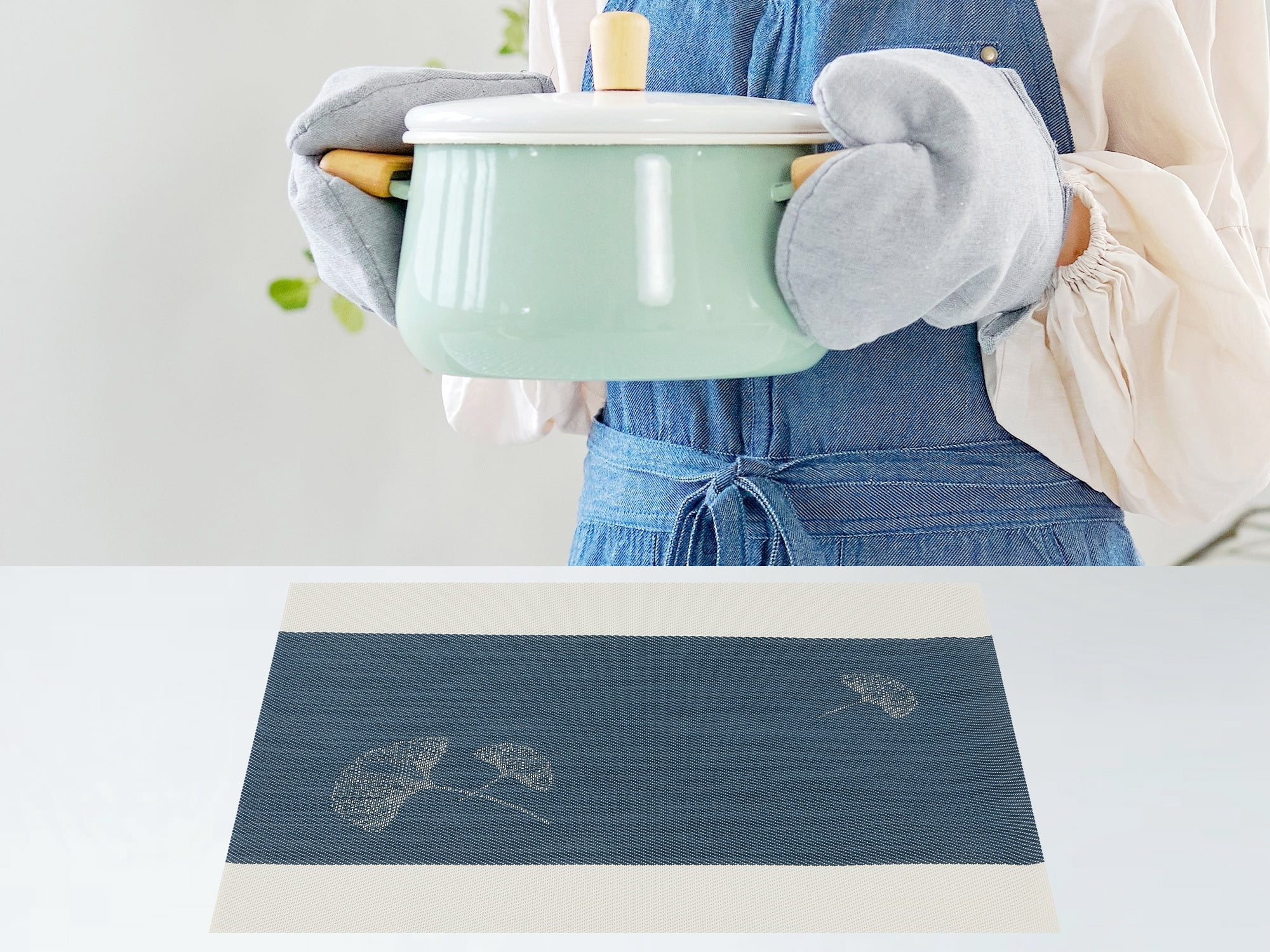 Unique Bargains Set of 6 Placemats for Kitchen Dining Table Decor Navy