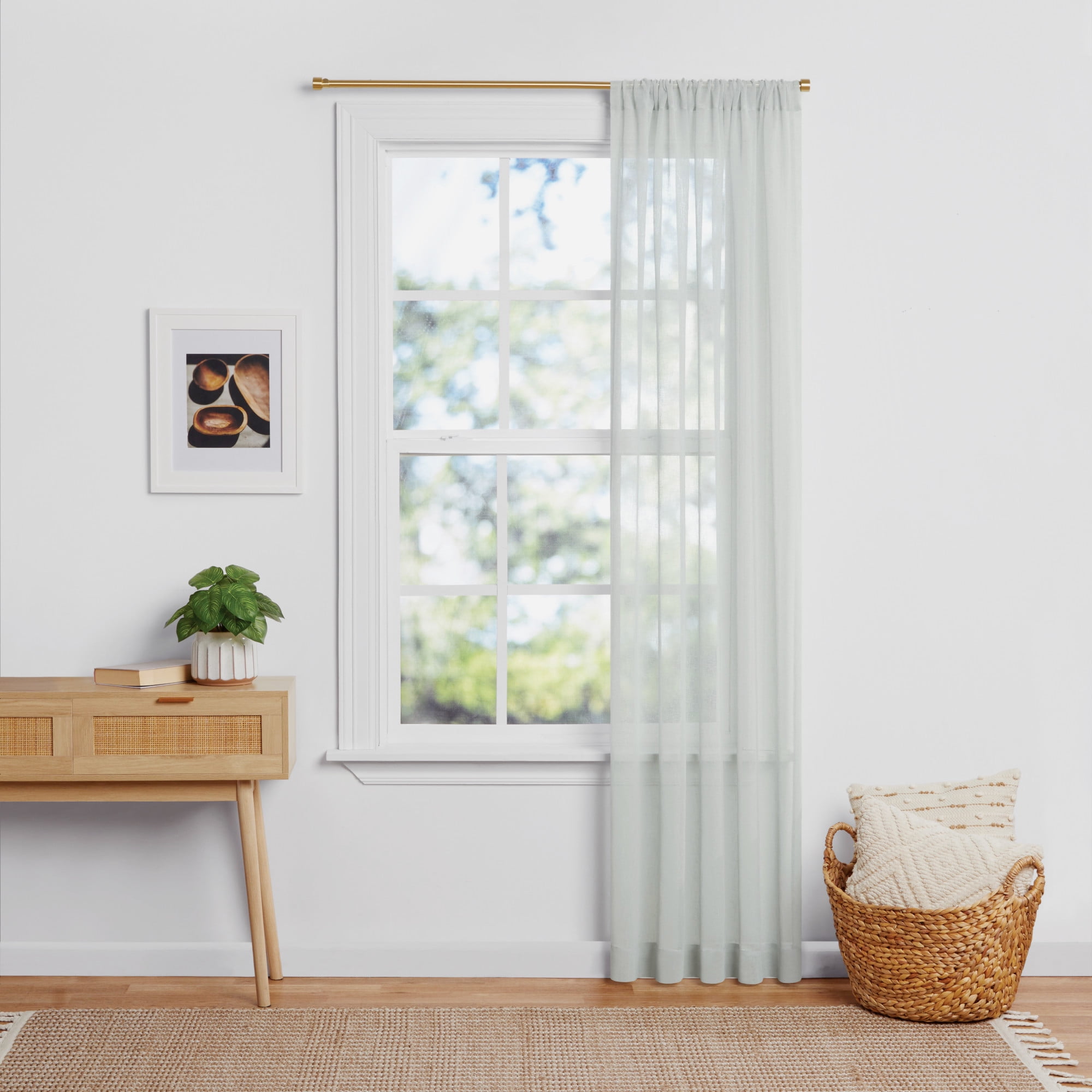 Mainstays Bel Air Indoor Curtain Single Panel, Pole Top, Smoke Grey, Polyester, 50"W x 84'L, Adult
