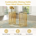 thumbnail image 6 of Hi loPres 71" Oval Glass Dining Table for 6-8, Modern Tempered Glass Table with Double Gold Slatted Cylinder Metal Bases for Kitchen, Living Room, 6 of 7