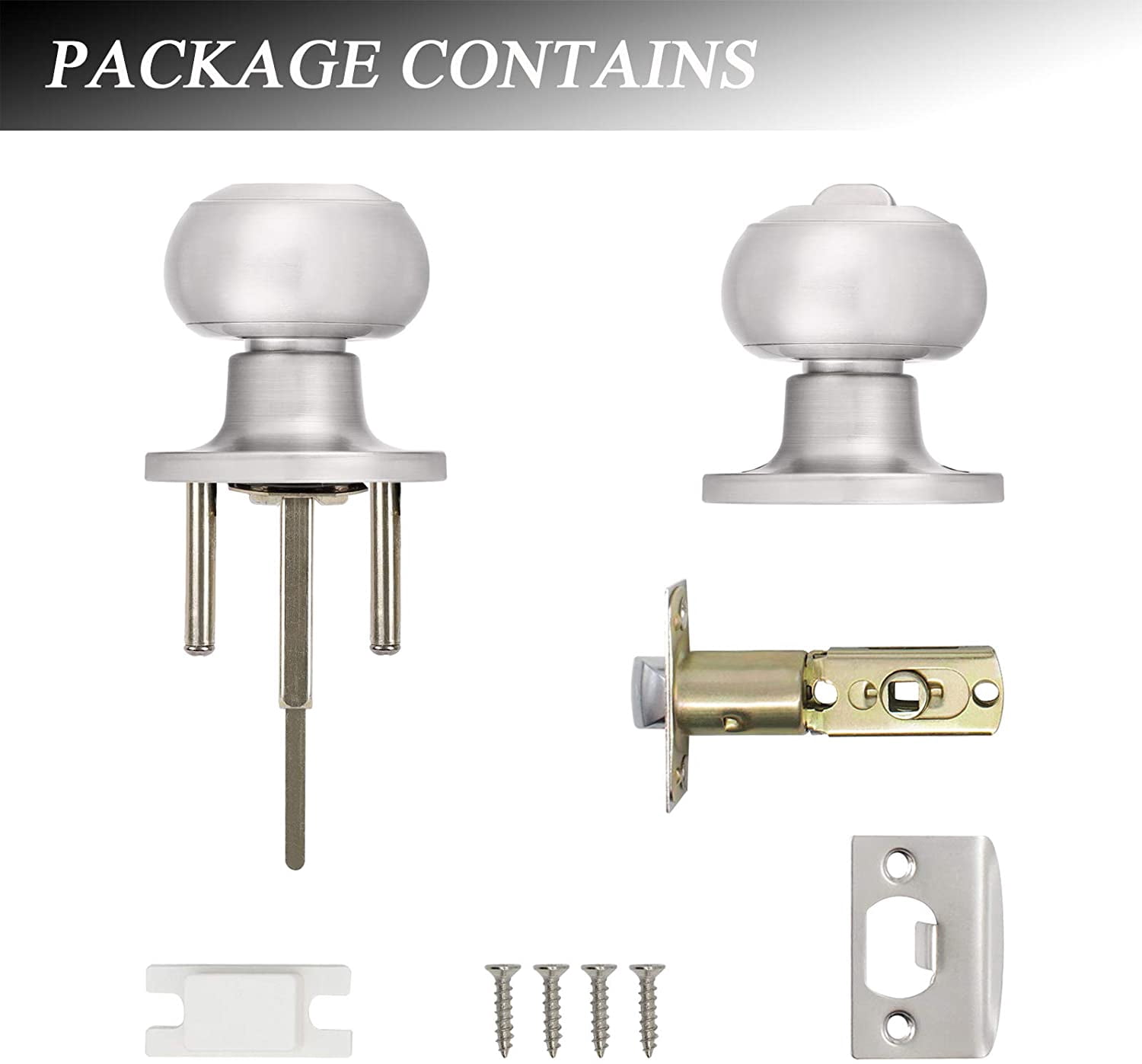 Privacy Door Knobs Lock Interior Bedroom Bathroom Door Handle Antique Brass Round Ball Keyless Lockset 3 Pack