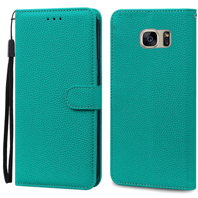S7Edge Case For Samsung Galaxy S7 Case Leather Wallet On For Samsung S7 Edge Case Soft Flip Cover For Samsung S7 S 7 Edge Fundas Cyan For Samsung S7 Edge