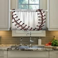 thumbnail image 4 of Coolnut Baseball Red Stripe Half Window Tier Curtains 36 Inch Blackout Thermal Insulating Kitchen Linen Tier Curtains for Kitchen, Bathroom, Cafe Home Decor, 4 of 7
