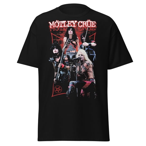 Motley Crue Live Jumbo Print Unisex T-Shirt - Black - Small