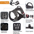 thumbnail image 2 of Negro - Arnés antitirones para perros medianos y grandes, tejido Oxford reflectante ajustable para un fácil control, incluye una correa resistente de regalo (talla L para perros grandes de 18 a 30 cm), 2 of 5