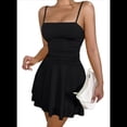 thumbnail image 2 of Vestido de Fiesta de Tirantes Finos en Color Liso para Verano, Negro, Talla S, 2 of 7