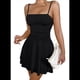 thumbnail image 2 of Vestido de Fiesta de Tirantes Finos en Color Liso para Verano, Negro, Talla S, 2 of 7