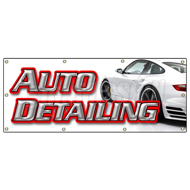 36"x96" AUTO Detailing Banner Sign car wash Wax Signs Carwash