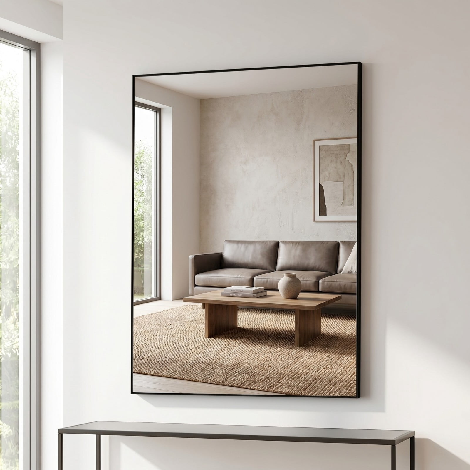 Gleamira 24"x48" Rectangular Bathroom Wall Mounted Mirror Vanity Mirror, Black