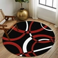 thumbnail image 3 of Round Rugs 6 Ft, Red Geometric Non Slip Area Rugs for Kitchen Bedroom Entryway, Vintage Abstract Stripes Aesthetic Art Washable Carpet Runner Rug Floor Mats for Bedroom Home Decor, 3 of 9