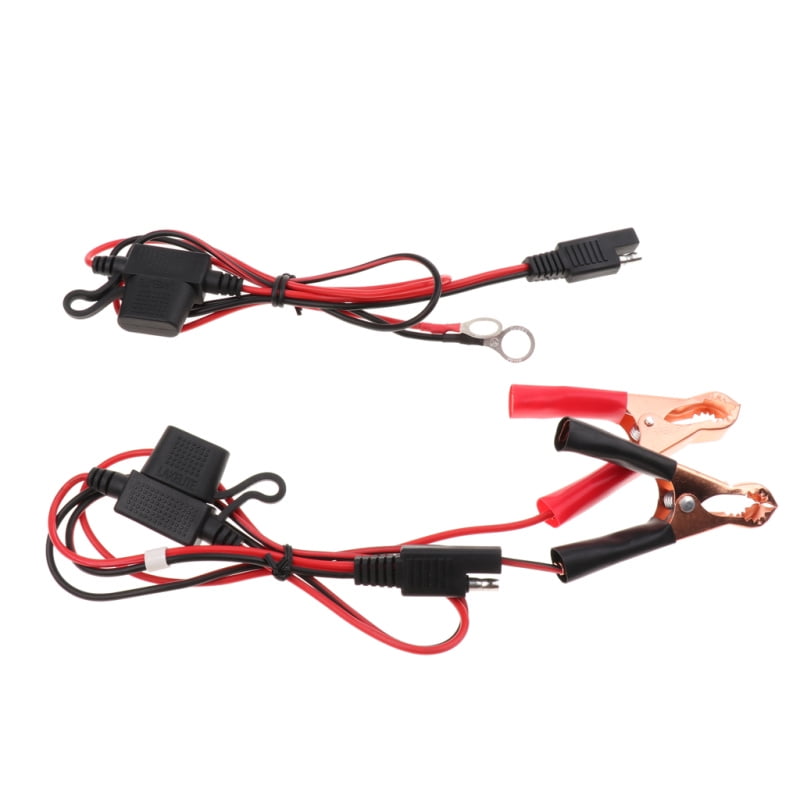 SAE to O Ring Terminal Extension Wire with Fuse 3 Pack 16 Gauge SAE Cable Battery Charger Kits,12 V SAE to SAE 2 Pin Connect Harness,SAE to Battery Alligator Clip Quick Disconnect Release Adapter