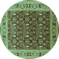 thumbnail image 1 of Ahgly Company Machine Washable Indoor Round Oriental Turquoise Blue Industrial Area Rugs, 5' Round, 1 of 4