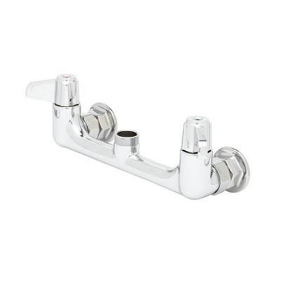 T&S Brass - 8'' Wall Mount Faucet, Lever Handles, 1/2'' BSPP Inlets, Less Nozzle
