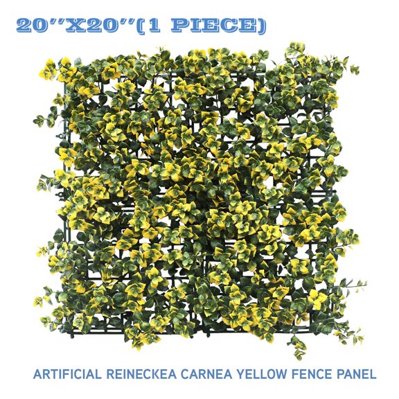 Sunshades Depot Artificial Reineckea Carnea-Yellow Fence Panel Green Wall Windscreen Privacy Screen Decorative Ivy Faux Leaves-1Pcs