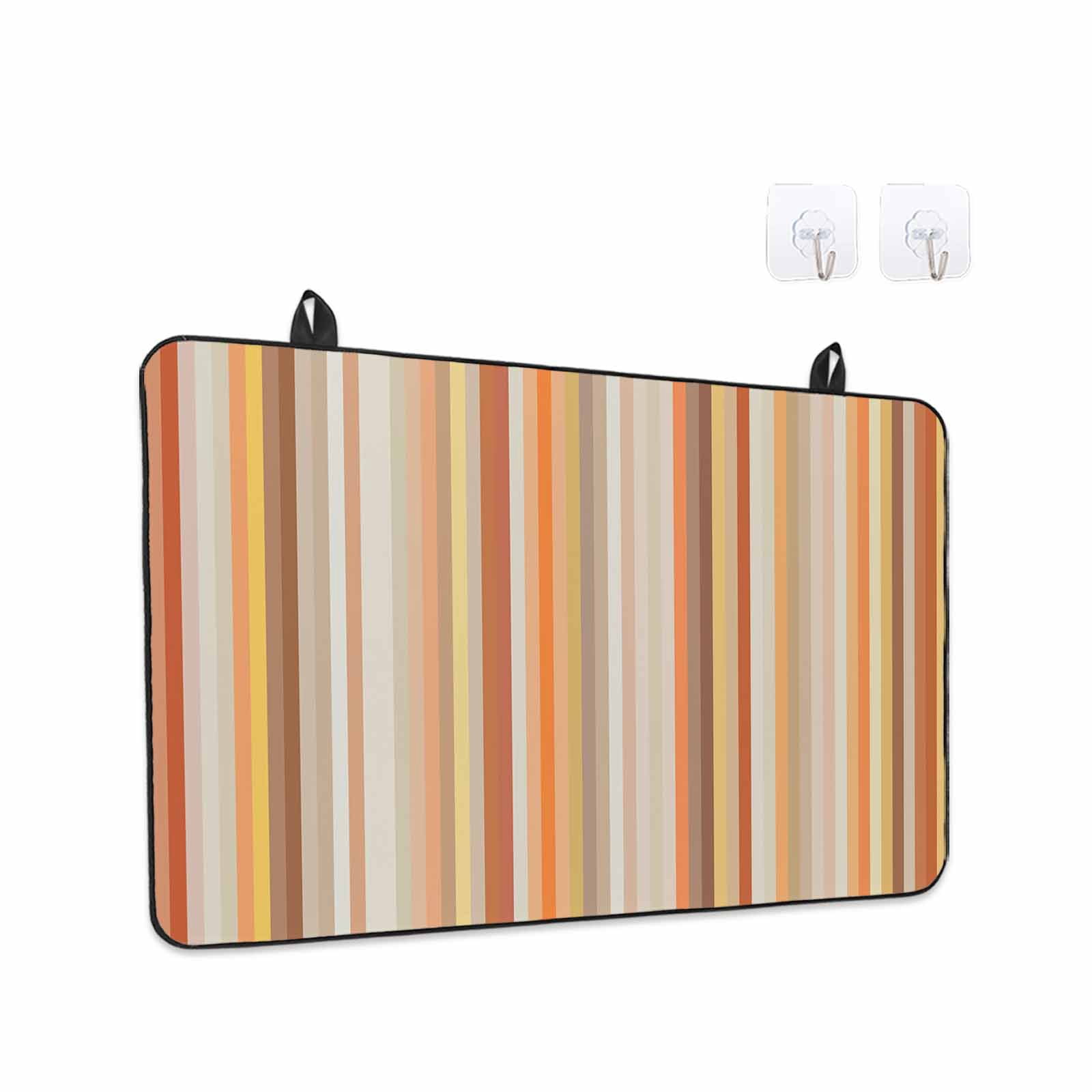 Burnt Orange Striped Stove Top Cover for Electric Stove, Heat-proof & Non Slip Glass Top Stove Cover Protector, Farmhouse Orange Ombre Stripes Kitchen Flat Cooktop Rubber Mat 24x21 Inches