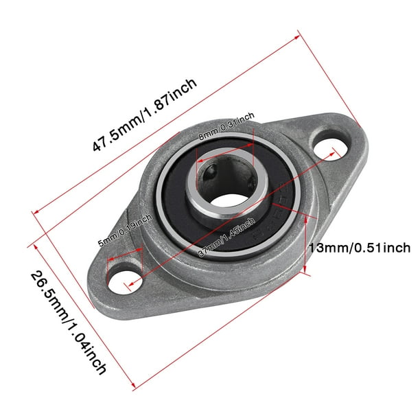 Herwey Le support roulement roulement monté par bloc d'oreiller trapézoïdal  horizontal de 8mm pour la tige filetée de l'imprimante 3D, roulement monté  sur bloc, support de roulement de bloc 