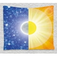 thumbnail image 1 of Apartment Decor Tapestry, Split Design with Stars in the Sky and Sun Beams Light Solar Balance Image, Wall Hanging for Bedroom Living Room Dorm Decor, 60W X 40L Inches, Blue Yellow, by Ambesonne, 1 of 2