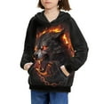 thumbnail image 3 of Xoenoiee Fiery Wolf Pattern Boys Sweatshirt Pullover Hoodies for Kids Long Sleeve Hooded Sweater for Fall Winter Athleticwear with Kangaroo Pocket Warm Tops, L, 3 of 7