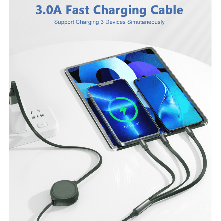 3 in 1 Retractable Charging Cable (for Micro USB, USB-C, & Lightning  Devices)