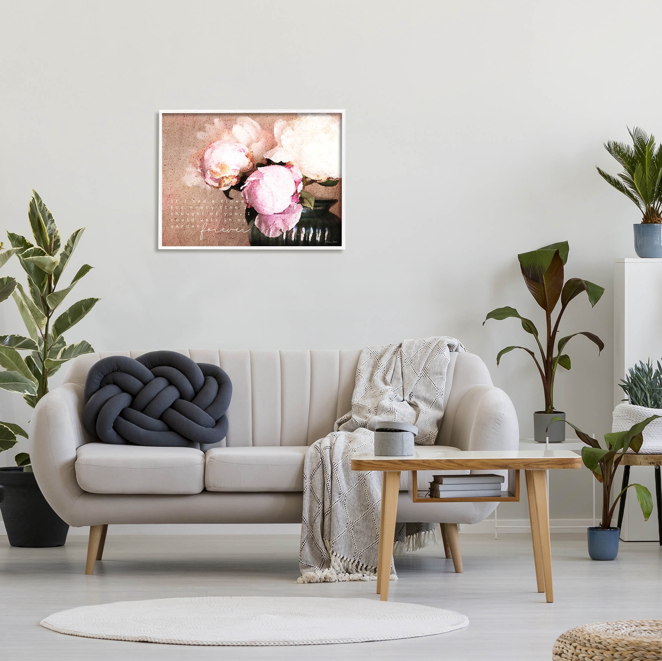 Stupell Industries Romantic Flower Garden Forever Graphic Art White Framed Art Print Wall Art, Design by Susan Ball
