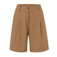 thumbnail image 6 of JIAYUE Women's Shorts Pleated Button Pockets Elastic High Waist Loose Casual Wide Leg Knee-Length Solid Color Trendy Female Bottoms, 6 of 6