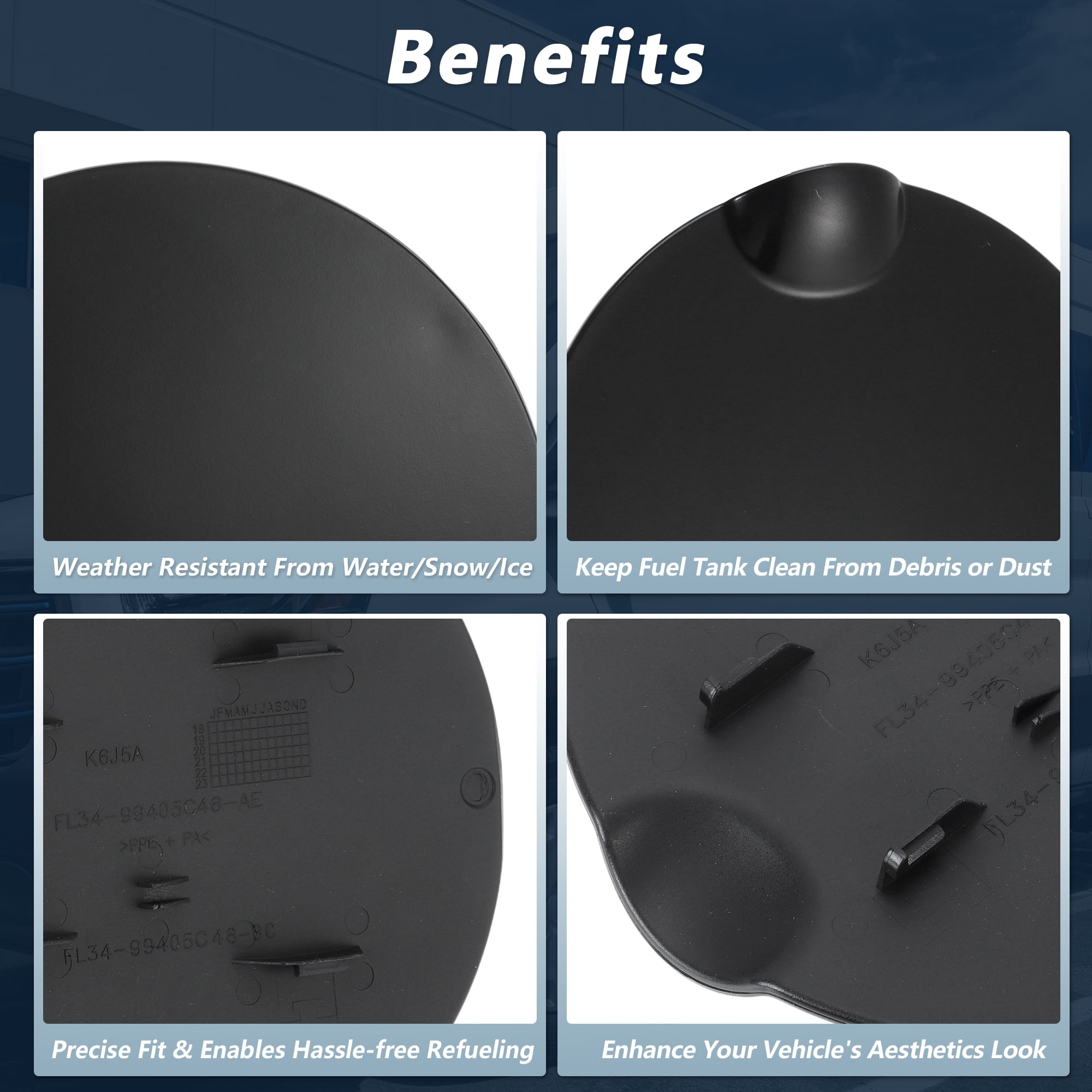 Unique Bargains Fuel Tank Door for Ford F-150 2015-2023 6 Cyl 2.7L 3.0L Fuel Filler Door Gas Cap for Ford F150 No.FL3Z-99405A26-BPTM Black