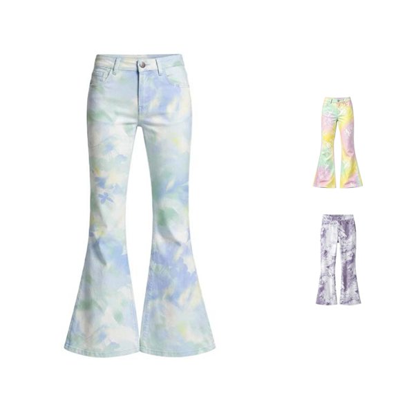 Rhuody Girl'S Pants Straight Leg Flare Trousers Gradient Empire Waist Slacks Soft Bottoms 7-8 Years Multicolour2
