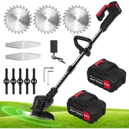 2026 Upgraded 3-in-1 24V Cordless Weed Wacker with 2 Pack 4.0Ah Batteries, Electric String Trimmer for Yard Lawn Maintenance