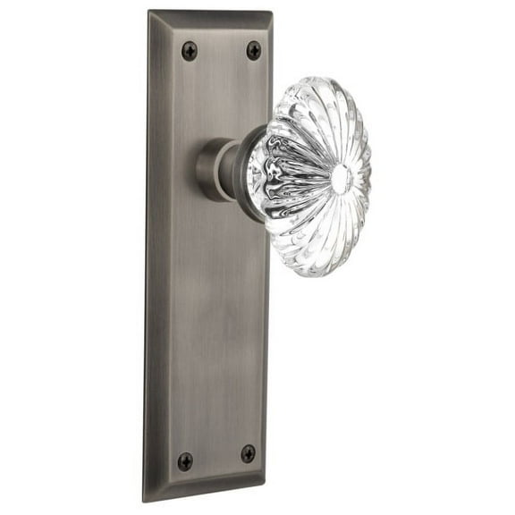 Nostalgic Warehouse Nykofc_Psg_238_Nk Oval Fluted Crystal Solid Brass Passage Door Knob
