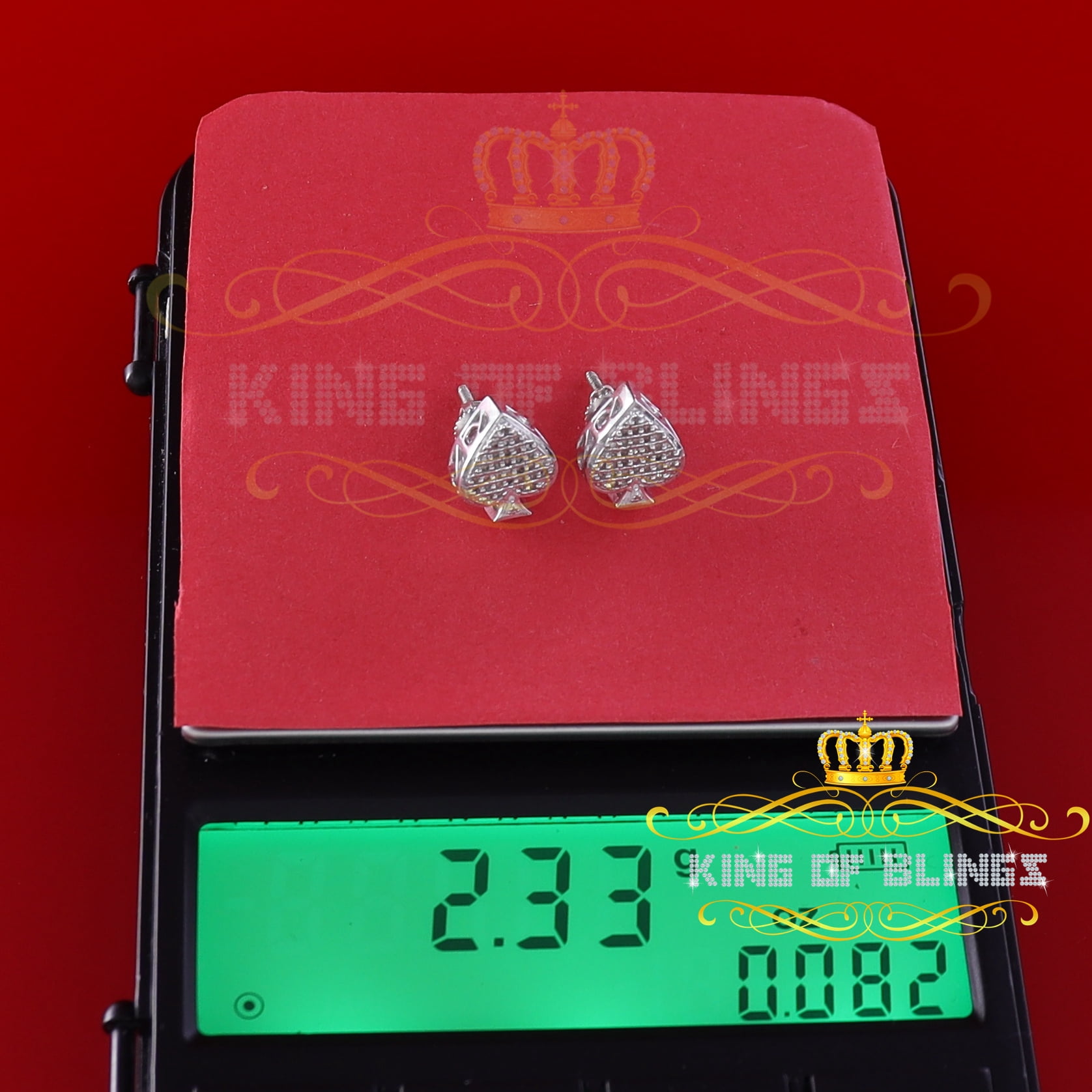 King of Bling's 925 Sterling Silver White 0.15ct Diamond For Women's / Men's Stud Heart Earring