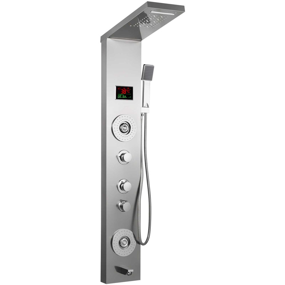 VEVOR 6 in 1 LED Shower Panel Tower System Rainfall and Mist Head Rain Massage Stainless Steel