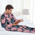 thumbnail image 6 of Sikiie Rose Flowers Mens Pajama Set, Soft Warm Long Sleeve Sleepwear, Cozy Button-Down Pjs for Men-Medium, 6 of 7