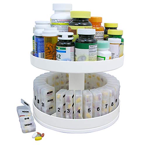 Jobar International - Pill Organizer, 31 pill holders, Rotates 360 degrees