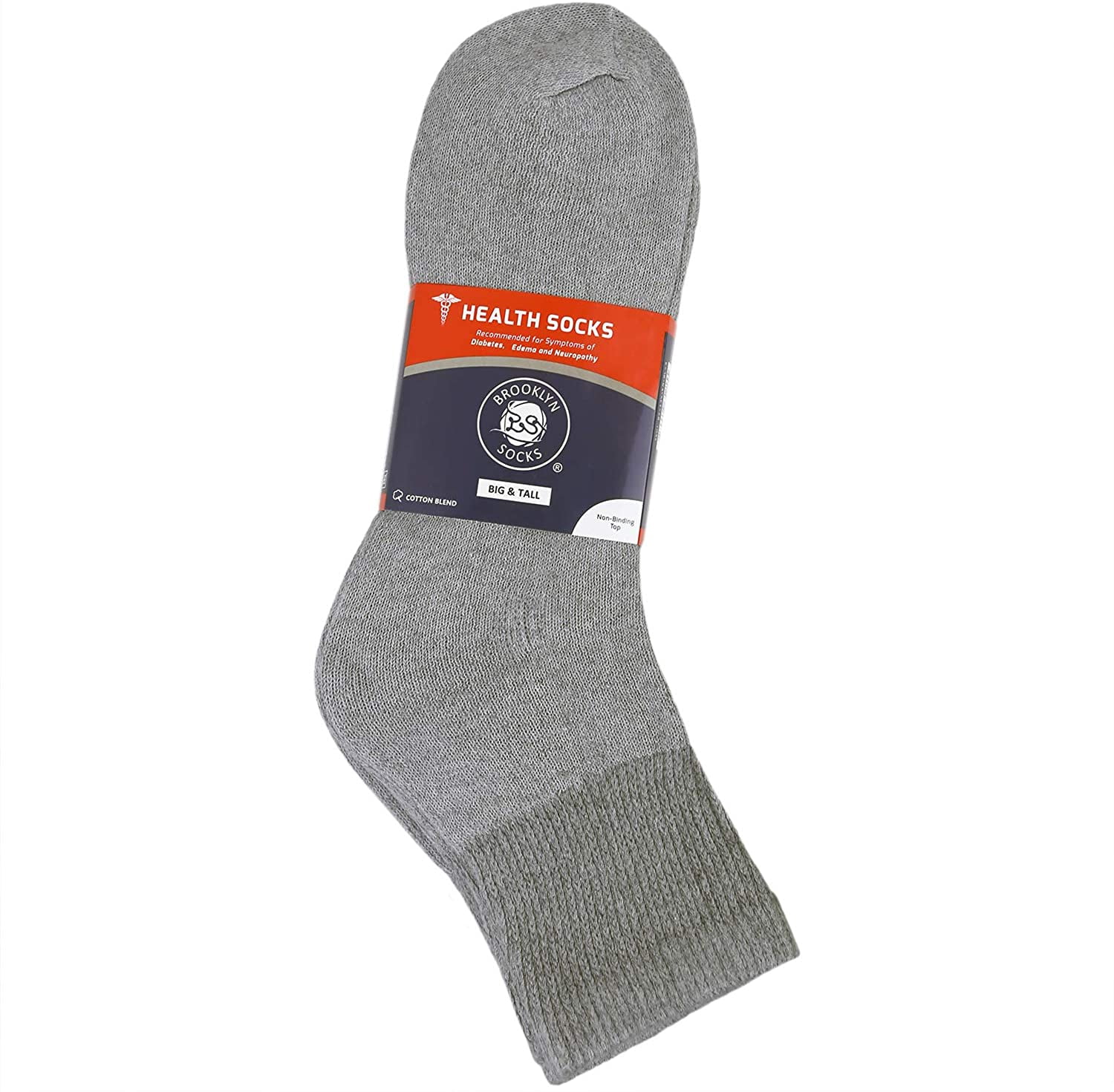12 Pairs of Big and Tall Diabetic Neuropathy Ankle Socks, King Size Mens Athletic Quarter Socks (Gray, 13-16)