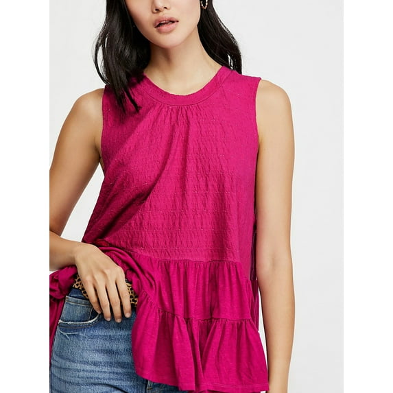 Free People Right On Time Tunic, Raspberry, Medium