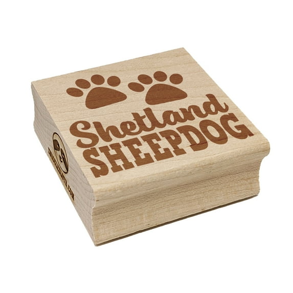 Shetland Sheepdog Dog Paw Prints Fun Text Square Rubber Stamp Stamping Scrapbooking Crafting - Large 2.75in