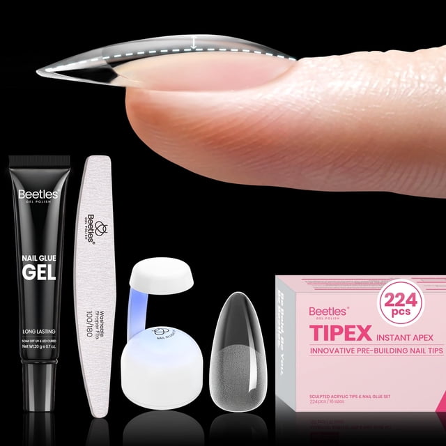 Kit de uñas Beetles Tipex Gel Medium Almond, 224 unidades