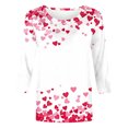thumbnail image 4 of Valentine's Day Shirts for Women 3/4 Length Sleeve Tops Love Hearts Print Crewneck Cute Casual Graphic Tee Tshirts (3XL, White 12), 4 of 5