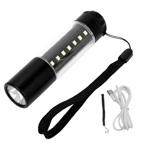 Linterna LED de carga USB T6 + 28COB de alto brillo para emergencia de Camping al aire libre